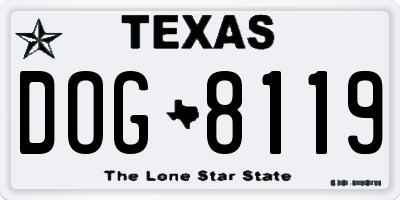TX license plate DOG8119