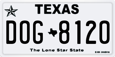 TX license plate DOG8120