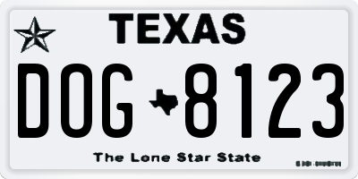 TX license plate DOG8123