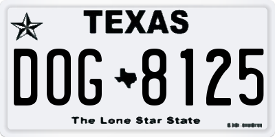 TX license plate DOG8125