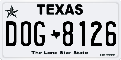 TX license plate DOG8126