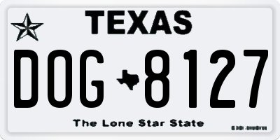 TX license plate DOG8127