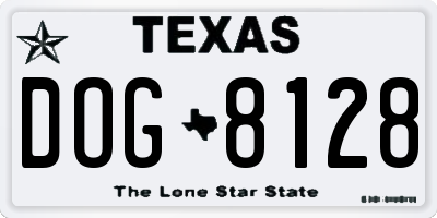 TX license plate DOG8128