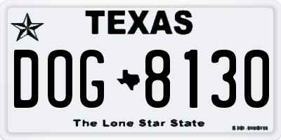 TX license plate DOG8130