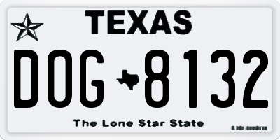 TX license plate DOG8132