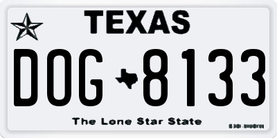 TX license plate DOG8133
