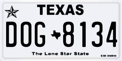 TX license plate DOG8134