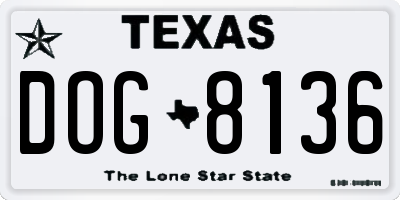 TX license plate DOG8136