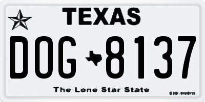 TX license plate DOG8137