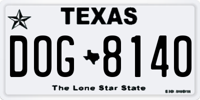 TX license plate DOG8140