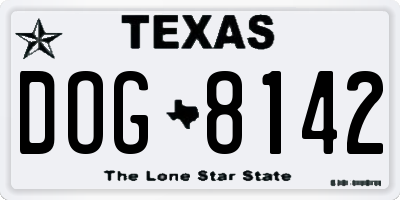 TX license plate DOG8142
