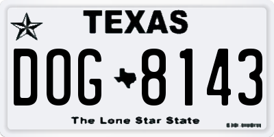 TX license plate DOG8143