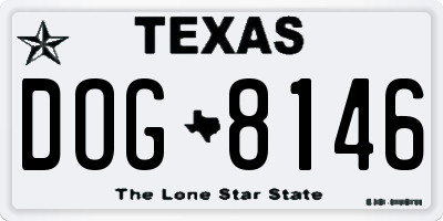 TX license plate DOG8146
