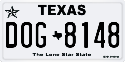 TX license plate DOG8148