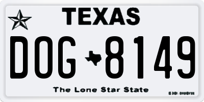 TX license plate DOG8149