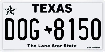 TX license plate DOG8150