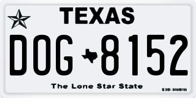 TX license plate DOG8152