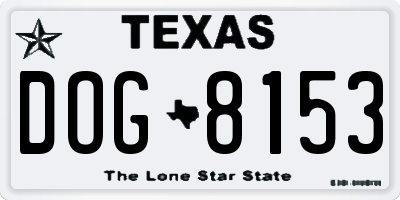 TX license plate DOG8153