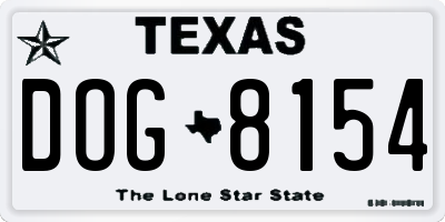 TX license plate DOG8154
