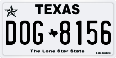 TX license plate DOG8156