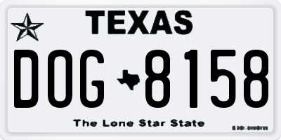 TX license plate DOG8158