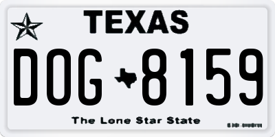 TX license plate DOG8159