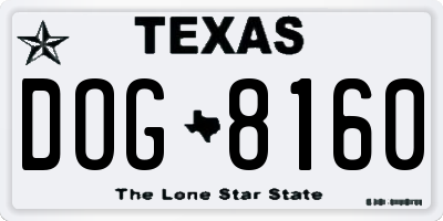 TX license plate DOG8160