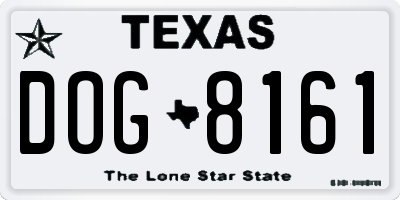 TX license plate DOG8161