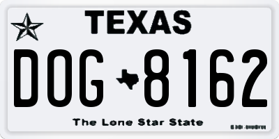 TX license plate DOG8162