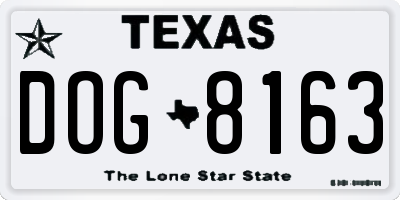 TX license plate DOG8163