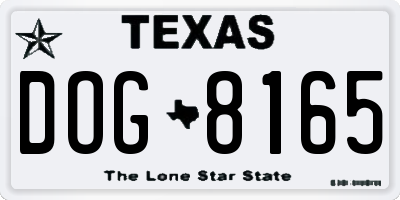 TX license plate DOG8165