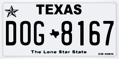 TX license plate DOG8167