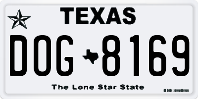TX license plate DOG8169