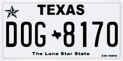 TX license plate DOG8170
