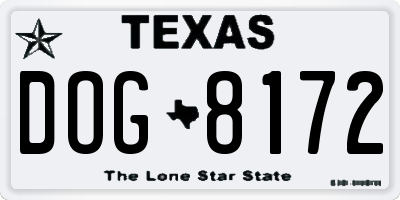 TX license plate DOG8172