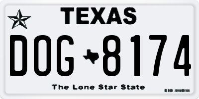 TX license plate DOG8174