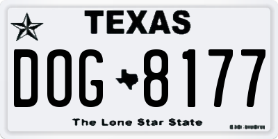 TX license plate DOG8177