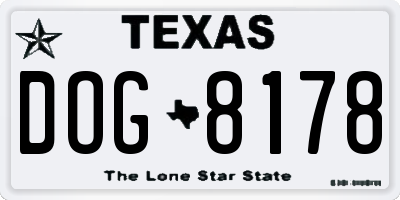 TX license plate DOG8178