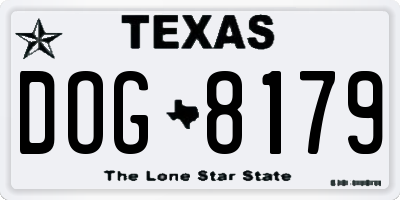 TX license plate DOG8179