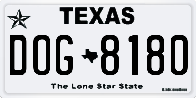 TX license plate DOG8180