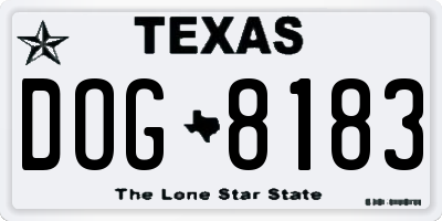 TX license plate DOG8183