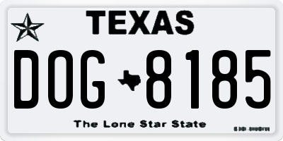 TX license plate DOG8185
