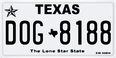 TX license plate DOG8188