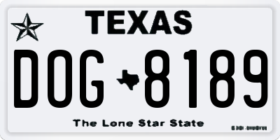 TX license plate DOG8189