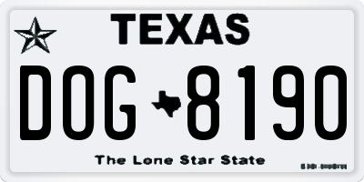 TX license plate DOG8190