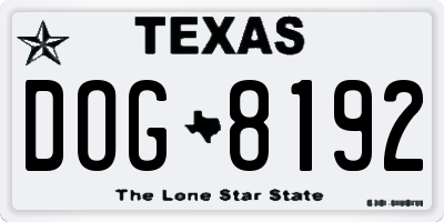 TX license plate DOG8192