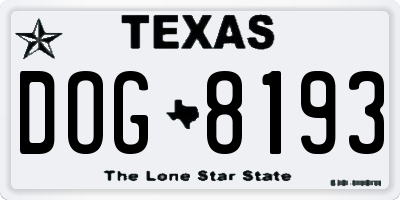 TX license plate DOG8193