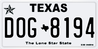 TX license plate DOG8194