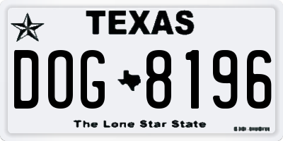 TX license plate DOG8196