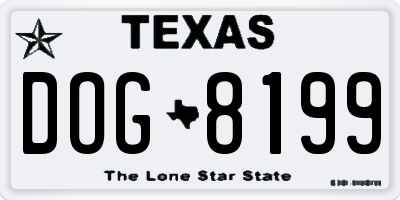 TX license plate DOG8199